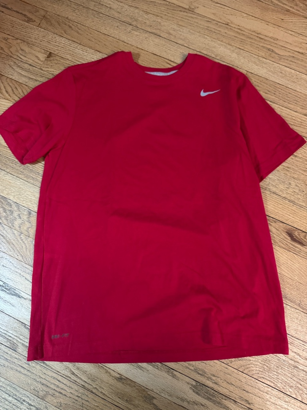 Nike Men’s Red Short Sleeve Dri-Fit Crew Tee with Swoosh